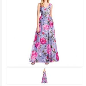 Adrianna Papell Dovegray Long Organza Dress Size 6